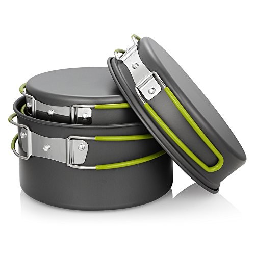 Gutsdoor 11-Piece Non-Stick Camping Cookware Set, Green-2