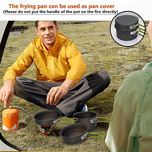 Gutsdoor 11-Piece Non-Stick Camping Cookware Set, Green-5