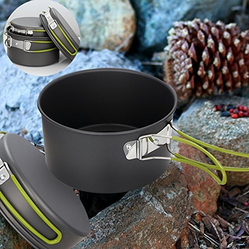 Gutsdoor 11-Piece Non-Stick Camping Cookware Set, Green-6