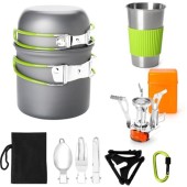 Gutsdoor 12-Piece Camping Cookware Set, Green