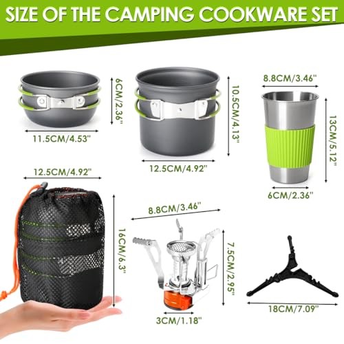 Gutsdoor 12-Piece Camping Cookware Set, Green-2