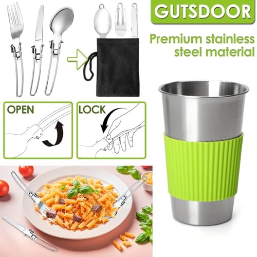 Gutsdoor 12-Piece Camping Cookware Set, Green-3