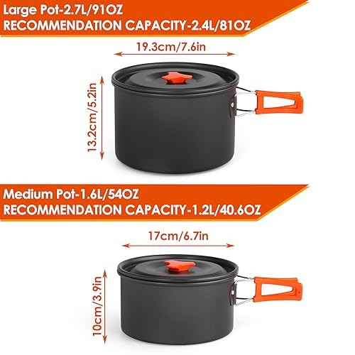 Gutsdoor 16-Piece Camping Cookware Set, Orange-2