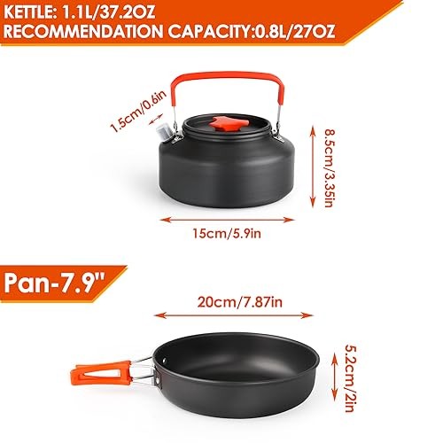 Gutsdoor 16-Piece Camping Cookware Set, Orange-3