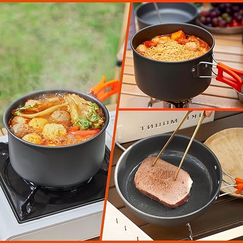 Gutsdoor 16-Piece Camping Cookware Set, Orange-4