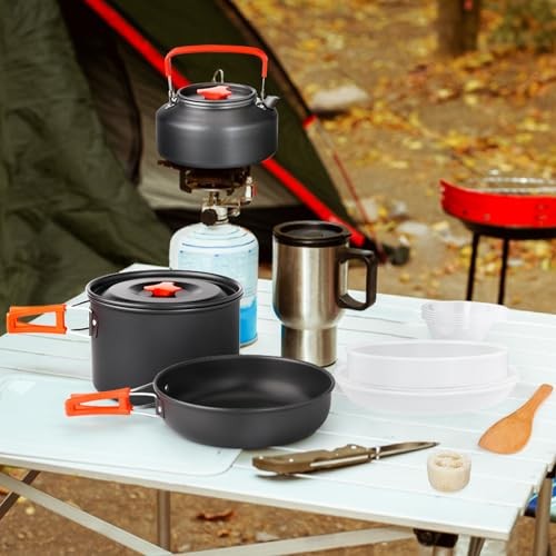Gutsdoor 16-Piece Camping Cookware Set, Orange-5