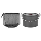plplaaoo Hanging Camping Soup Pot with Slot Design and Curved Handles