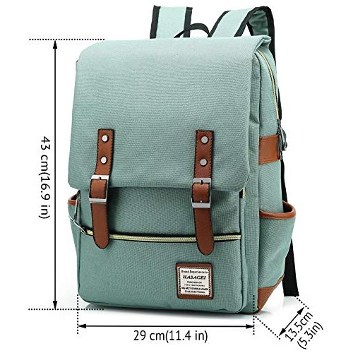 HASAGEI Vintage Backpack Rucksack Daypack, Green, One Size-1