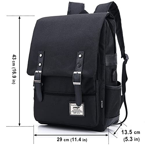 HASAGEI Vintage Unisex Backpack Rucksack, Black, One Size-1