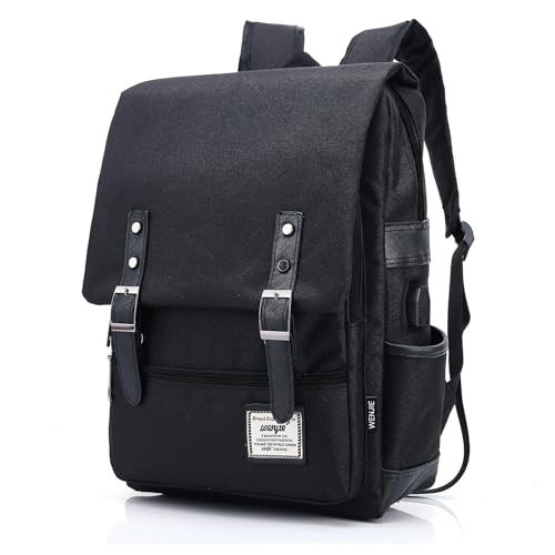 HASAGEI Vintage Unisex Backpack Rucksack, Black, One Size