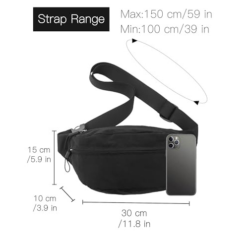 HAUMAUH Black Bum Bag Crossbody Waist Bag-3