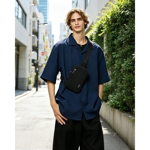 HAUMAUH Small Black Crossbody Bag, Sling Pouch for Women and Men-3