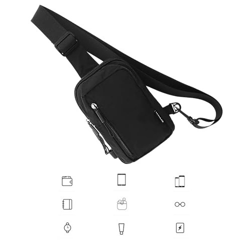 HAUMAUH Small Black Crossbody Bag, Sling Pouch for Women and Men-5