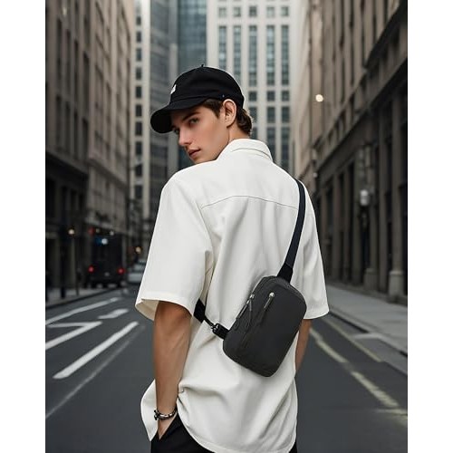 HAUMAUH Small Black Crossbody Bag, Sling Pouch for Women and Men-6