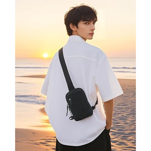 HAUMAUH Small Black Crossbody Bag, Sling Pouch for Women and Men-7