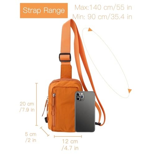 HAUMAUH Small Orange Crossbody Bag, Sling Pouch for Travel, Gym, Commuting, Festivals and Dog Walks-2