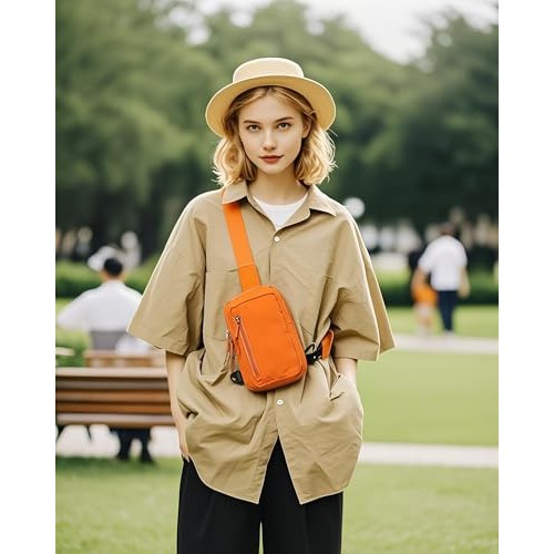 HAUMAUH Small Orange Crossbody Bag, Sling Pouch for Travel, Gym, Commuting, Festivals and Dog Walks-3