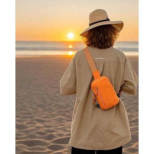 HAUMAUH Small Orange Crossbody Bag, Sling Pouch for Travel, Gym, Commuting, Festivals and Dog Walks-4