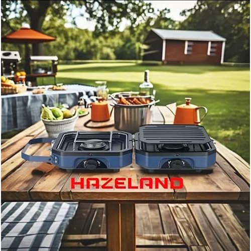 HAZELAND 2 Burner Foldable Gas Camping Stove, 4.6 kW, Piezo Ignition-1