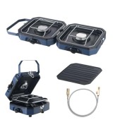 HAZELAND 2 Burner Foldable Gas Camping Stove, 4.6 kW, Piezo Ignition