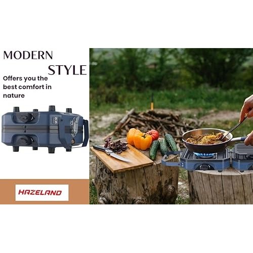 HAZELAND 2 Burner Foldable Gas Camping Stove, 4.6 kW, Piezo Ignition-2