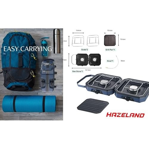 HAZELAND 2 Burner Foldable Gas Camping Stove, 4.6 kW, Piezo Ignition-3