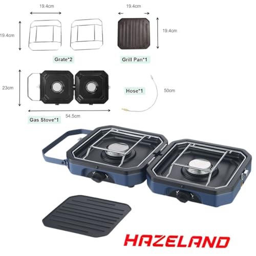 HAZELAND 2 Burner Foldable Gas Camping Stove, 4.6 kW, Piezo Ignition-6