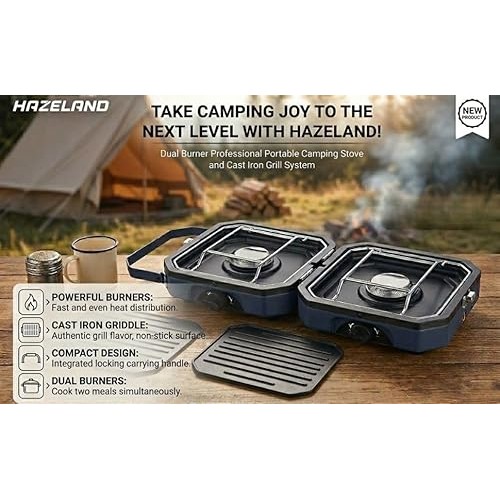 HAZELAND 2 Burner Foldable Gas Camping Stove, 4.6 kW, Piezo Ignition-7