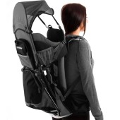 Luvdbaby Hiking Baby Carrier Backpack, Black/Grey, with Diaper Change Pad, Insulated Pocket and Rain and Sun Hood