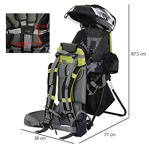 HOMCOM Baby Hiking Backpack Carrier with Hip Seat, Rain Cover, Black-6