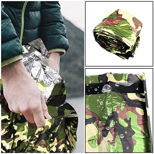 HONYAO Emergency Bivvy Bag with Survival Whistle, Camouflage, 1 Pack-2