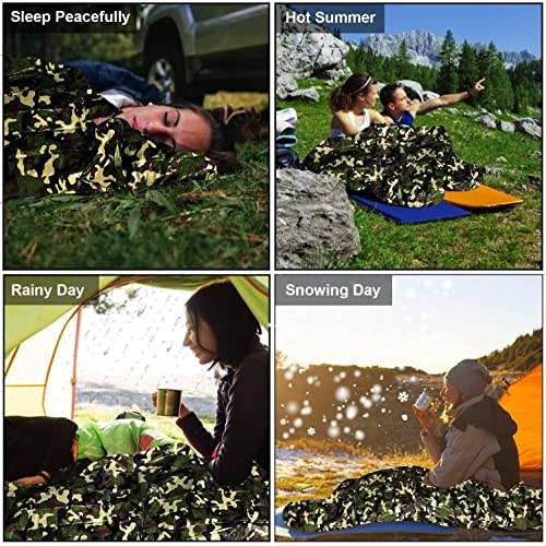 HONYAO Emergency Bivvy Bag 2 Pack, Camouflage with Whistle-5