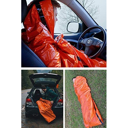 HONYAO Orange Survival Sleeping Bag Emergency Bivvy Bag, 1 Pack-6