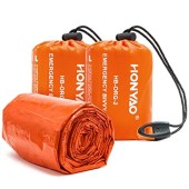 HONYAO Survival Sleeping Bag Emergency Bivvy Bag, Reusable Emergency Rescue Blanket, 2 Pack