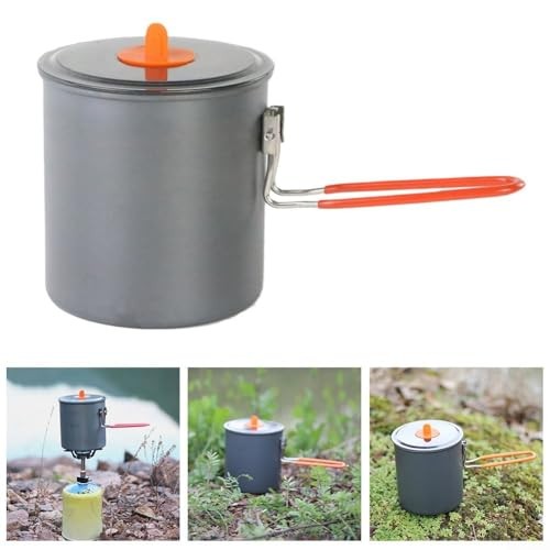 Hosrivae 1L Lightweight Folding Camping Pot, Hard Anodized Aluminium with Collapsible Handle-1