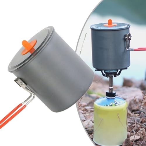 Hosrivae 1L Lightweight Folding Camping Pot, Hard Anodized Aluminium with Collapsible Handle-2