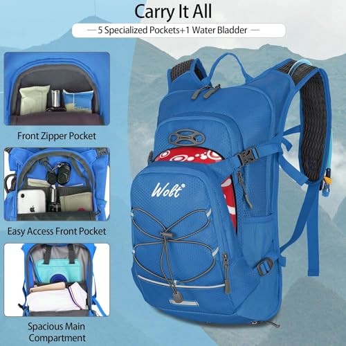 WOLT 18L Hydration Backpack with 2L Water Bladder, Blue-1