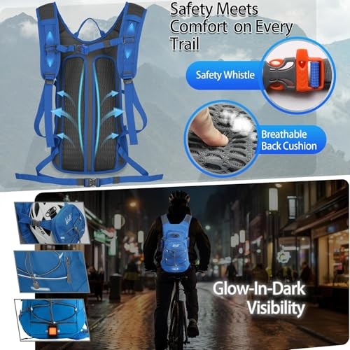 WOLT 18L Hydration Backpack with 2L Water Bladder, Blue-3