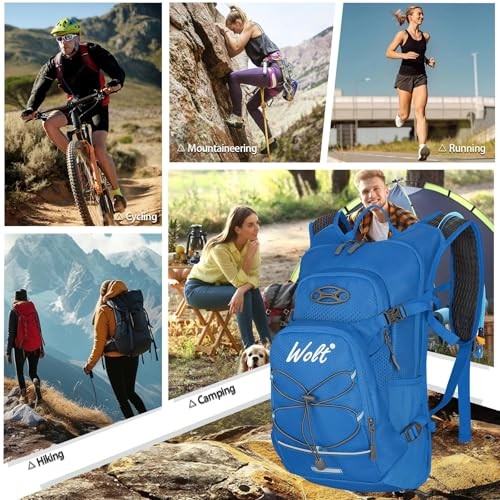 WOLT 18L Hydration Backpack with 2L Water Bladder, Blue-5