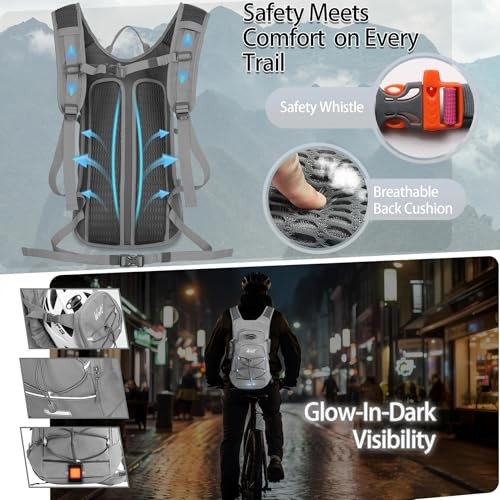 WOLT 18L Hydration Backpack with 2L Water Bladder, Light Gray-3