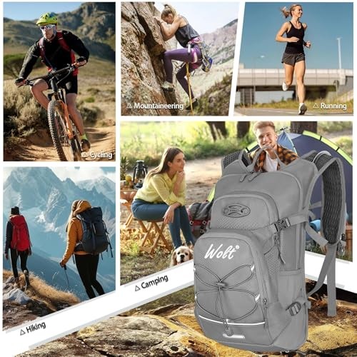WOLT 18L Hydration Backpack with 2L Water Bladder, Light Gray-5