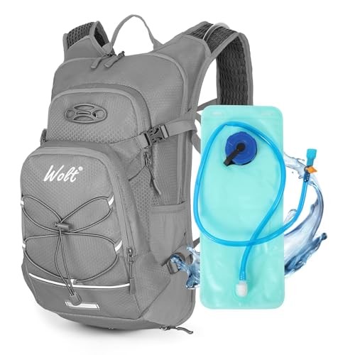 WOLT 18L Hydration Backpack with 2L Water Bladder, Light Gray