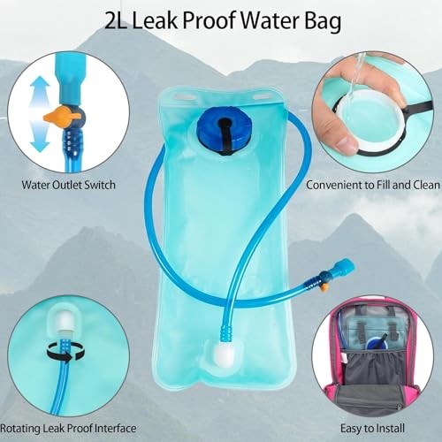 WOLT Hydration Backpack 18L with 2L Water Bladder, Pink-2