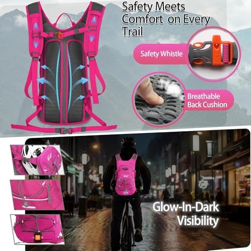 WOLT Hydration Backpack 18L with 2L Water Bladder, Pink-3