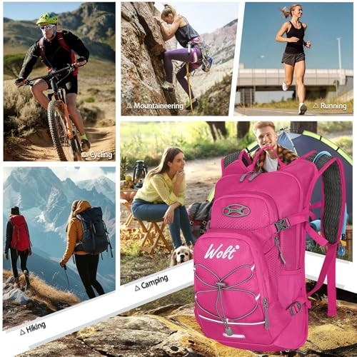 WOLT Hydration Backpack 18L with 2L Water Bladder, Pink-5