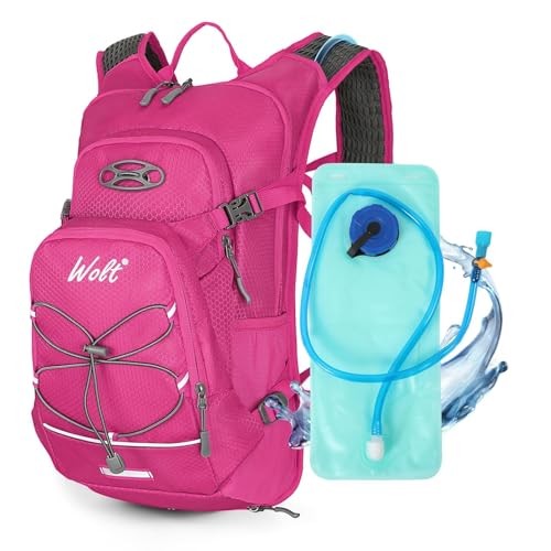 WOLT Hydration Backpack 18L with 2L Water Bladder, Pink
