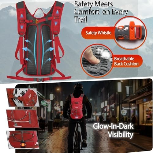 WOLT 18L Hydration Backpack with 2L Water Bladder, Red-3