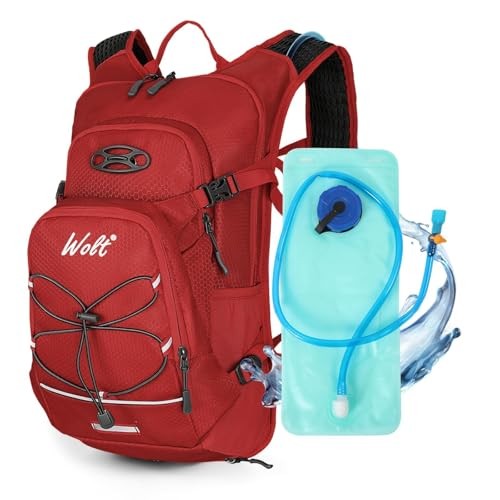 WOLT 18L Hydration Backpack with 2L Water Bladder, Red