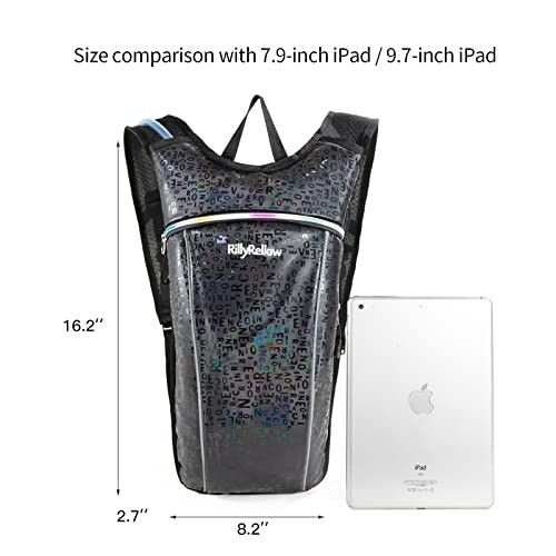 RillyRellow Hydration Backpack with 2L Water Bladder, Black - English Letters-4