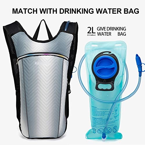 RillyRellow Hydration Backpack with 2L Water Bladder, Grey-2